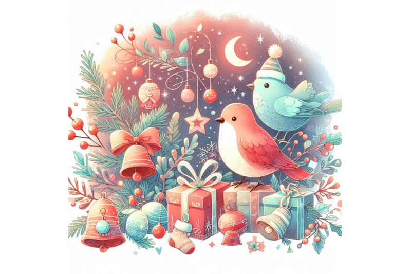 christmas-bird-and-christmas-background