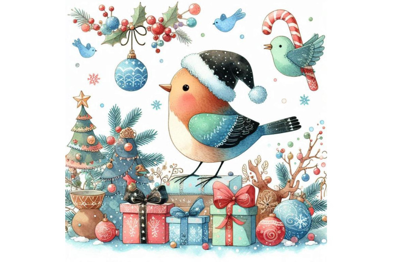 christmas-bird-and-christmas-background