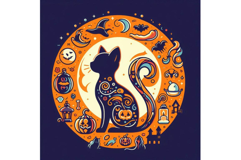 halloween-cat-poster-for-the-holiday-with-t