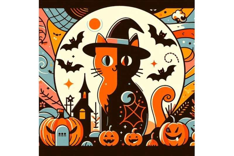 halloween-cat-poster-for-the-holiday-with-t