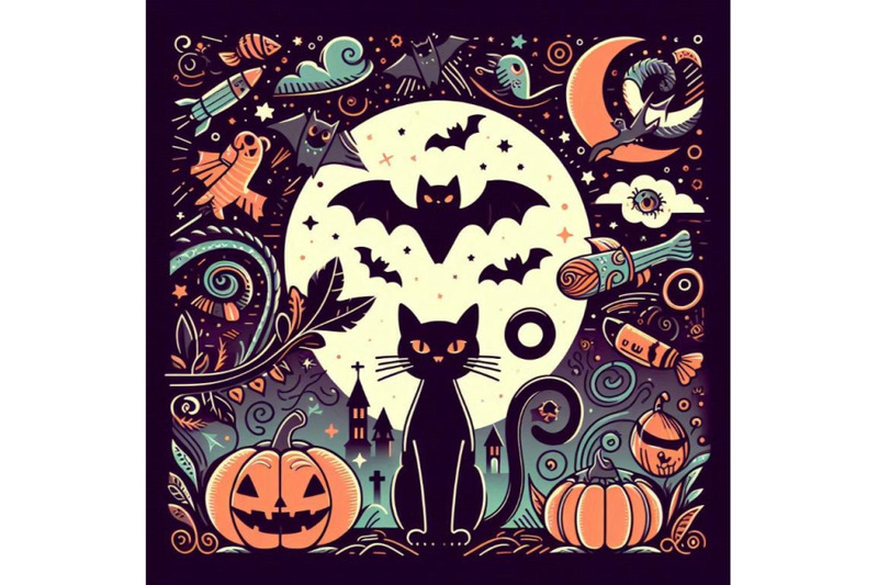 halloween-cat-poster-for-the-holiday-with-t