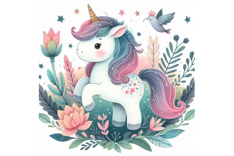 cute-cartoon-unicorn-watercolor-illustration