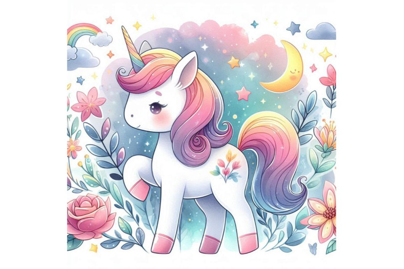 cute-cartoon-unicorn-watercolor-illustration