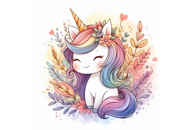 cute-cartoon-unicorn-watercolor-illustration