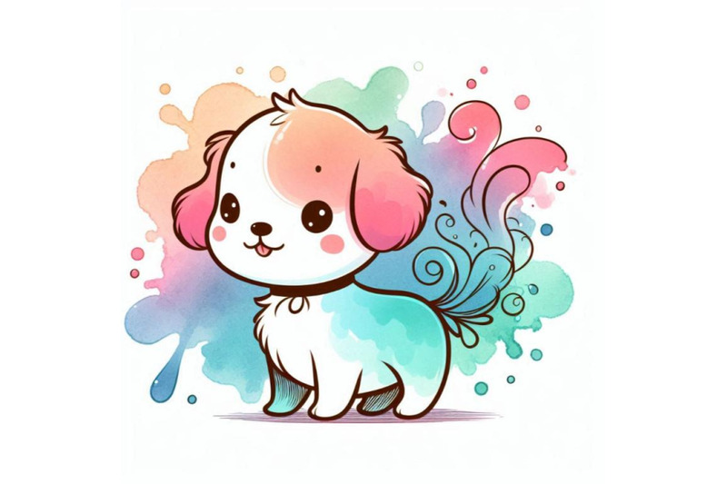 cute-little-dog-hand-drawn-watercolor-illust