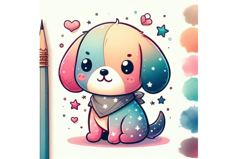 cute-little-dog-hand-drawn-watercolor-illust