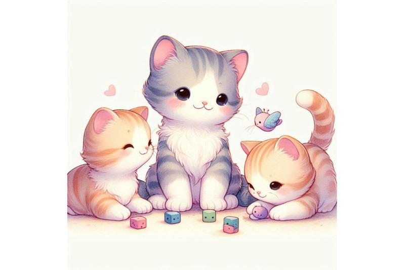 cute-kittens-playing-cats-watercolor-illustra