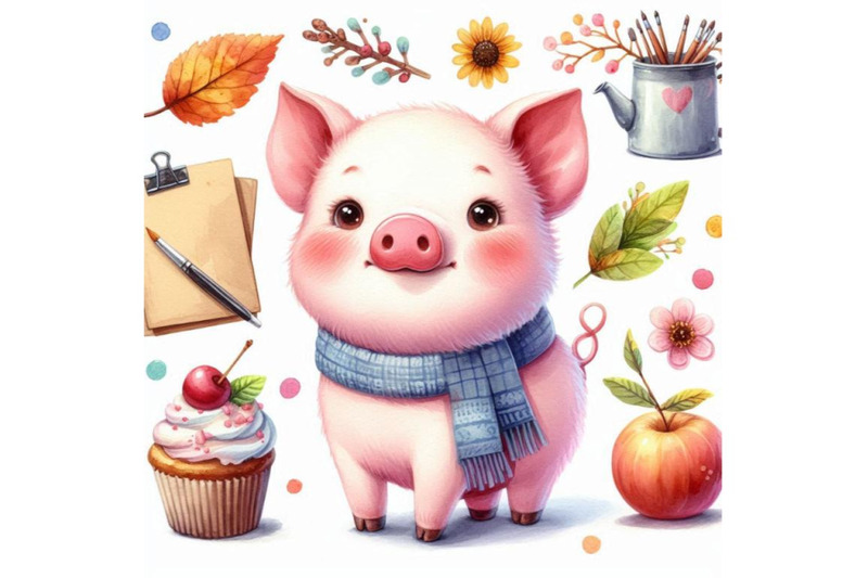 cute-pig-watercolor-illustration