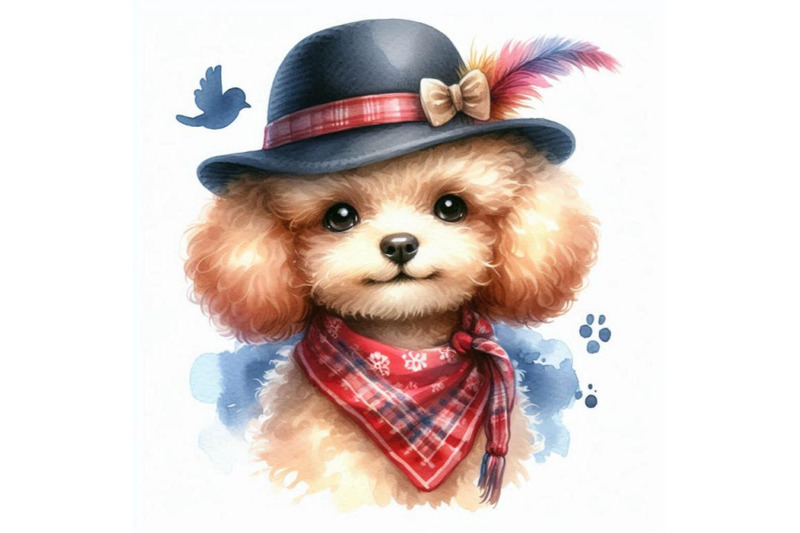 cute-dog-watercolor-dog-poodle-dog-breed