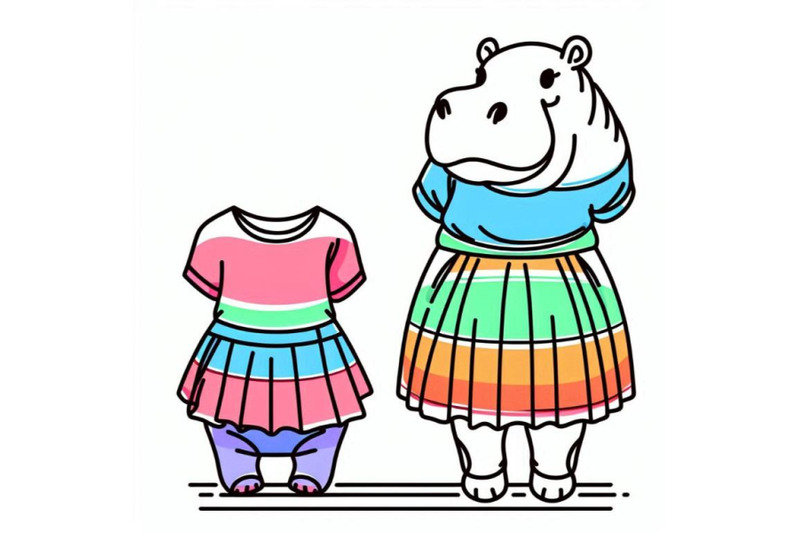 baby-hippo-in-fashion-skirt-t-shirt-graphic