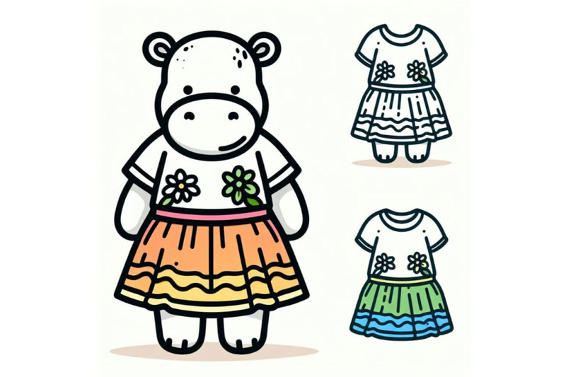 baby-hippo-in-fashion-skirt-t-shirt-graphic