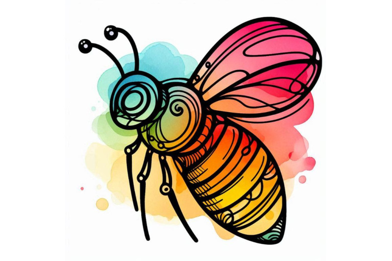 cartoon-insect-bee-watercolor-illustration