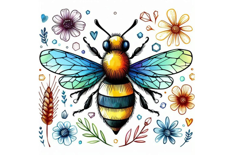 cartoon-insect-bee-watercolor-illustration