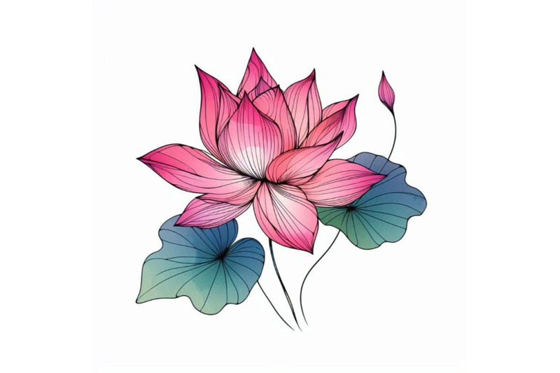 pink-lotus-watercolor-botanical-illustration