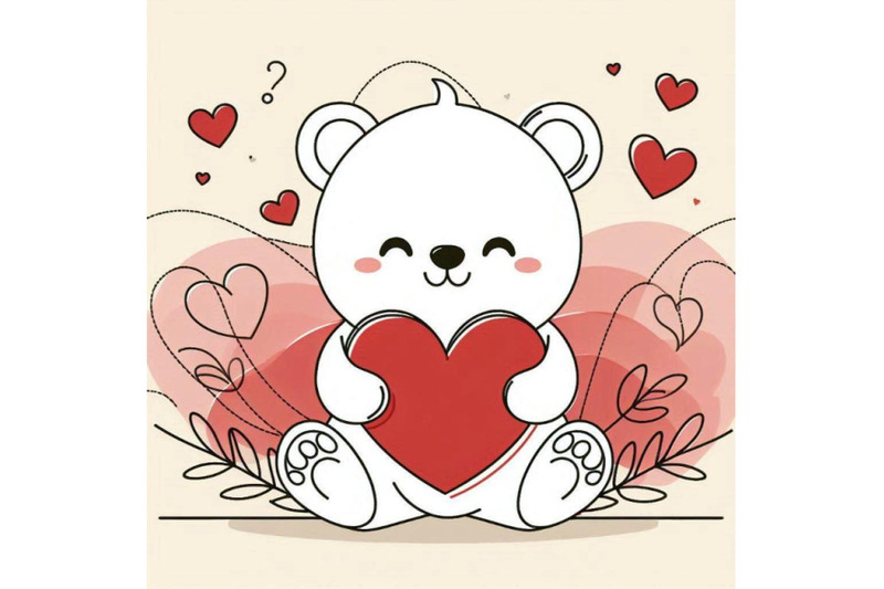 valentine-day-cute-white-bear-and-red-he