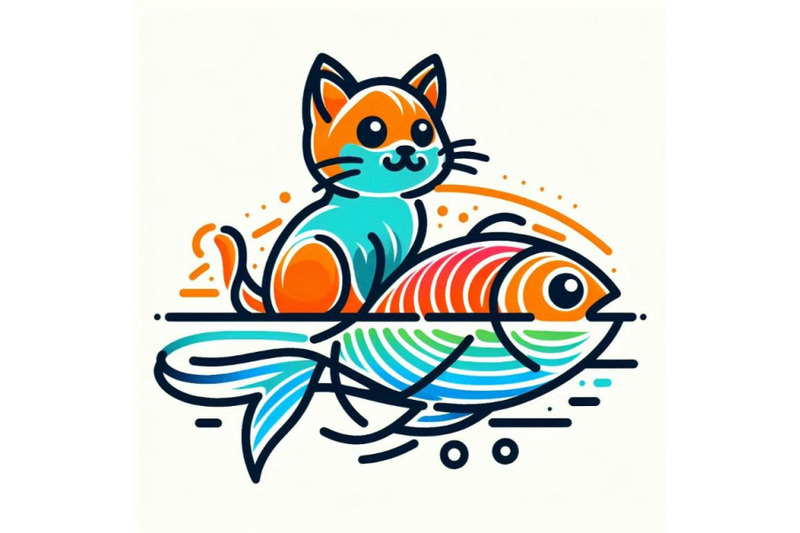 funny-kitten-and-fish-t-shirt-graphic