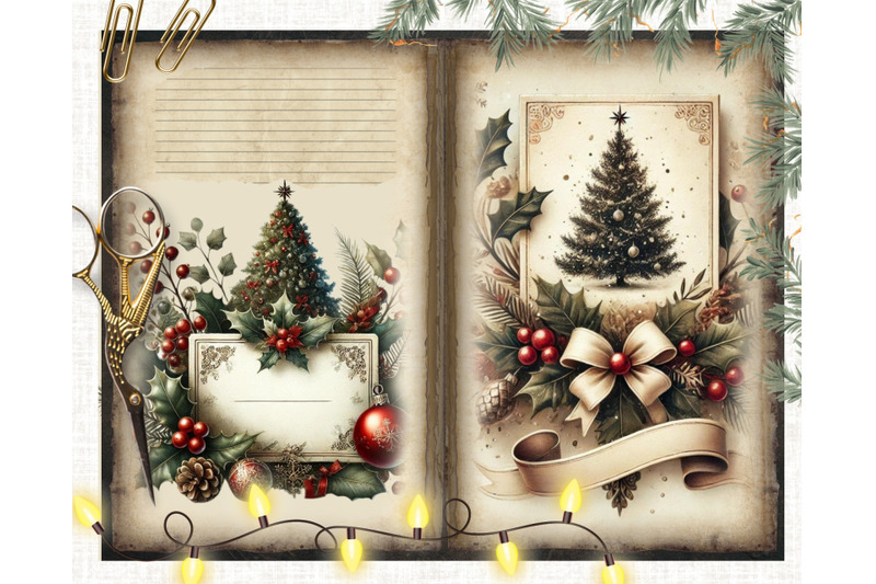 vintage-christmas-junk-journal-papers-scrapbook-kit-printable-digita