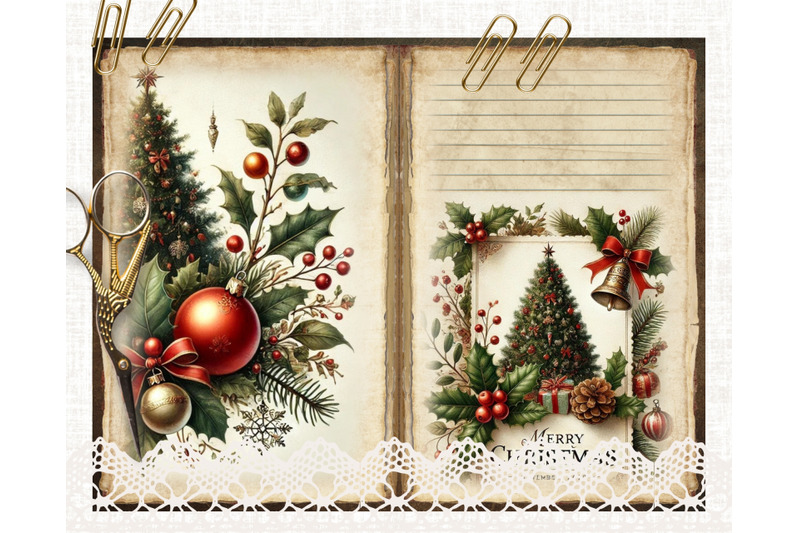 vintage-christmas-junk-journal-papers-scrapbook-kit-printable-digita