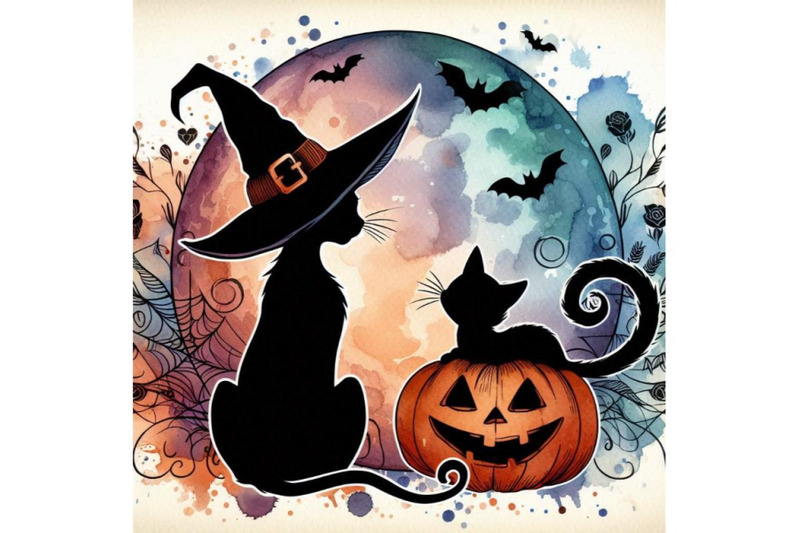 halloween-cat-and-witch-hat-water