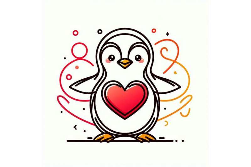 valentine-day-penguin-red-heart