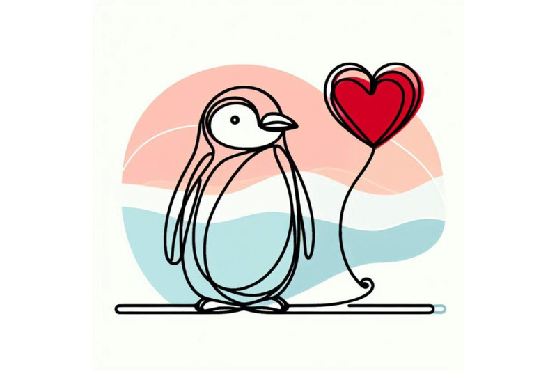 valentine-day-penguin-red-heart