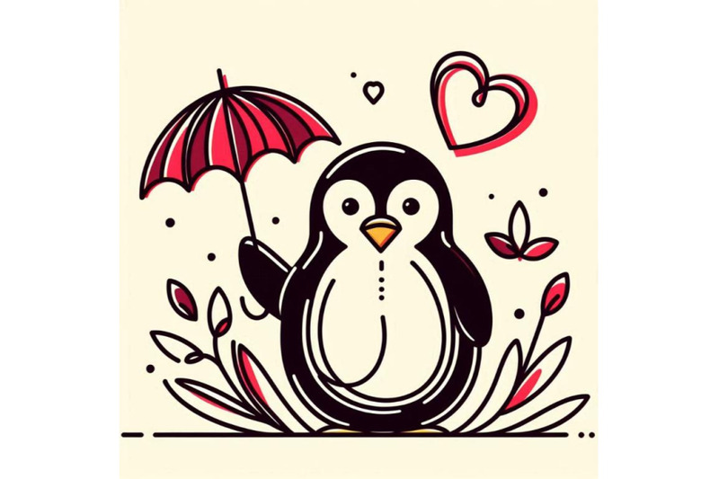 valentine-day-penguin-red-heart