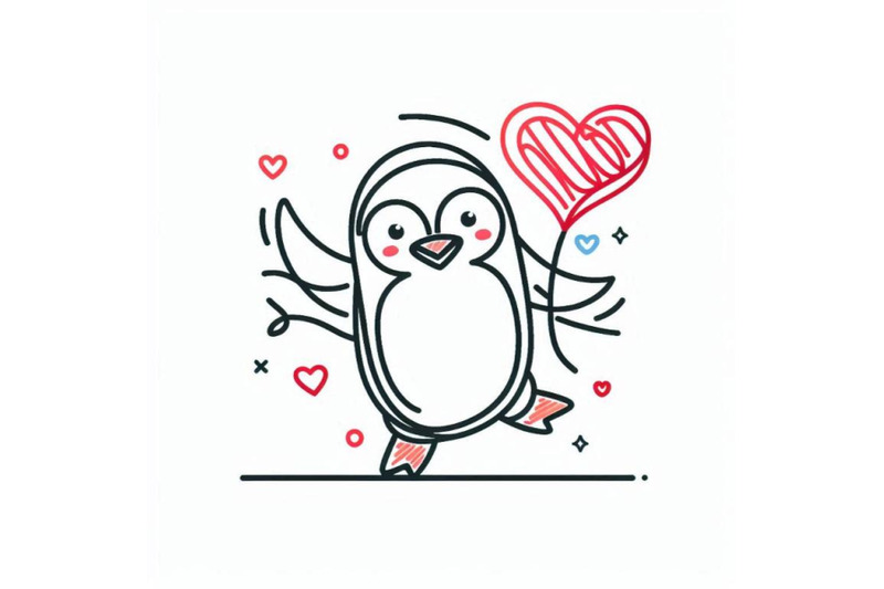 valentine-day-penguin-red-heart