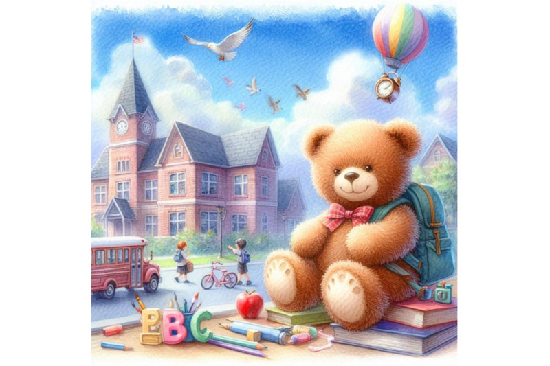 teddy-bear-and-school-background