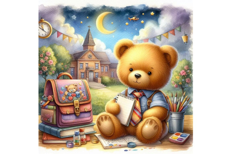 teddy-bear-and-school-background