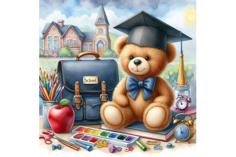 teddy-bear-and-school-background