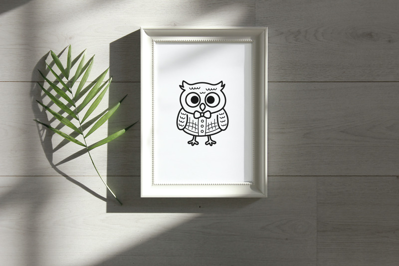 cute-owl-line-art-set