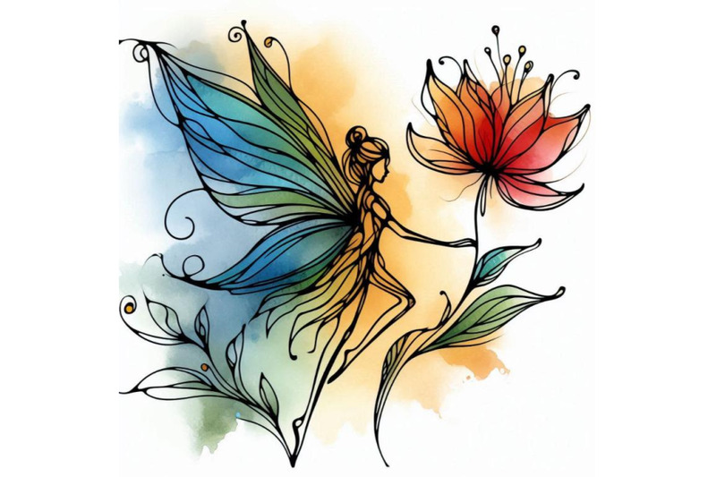 flower-fairy-watercolor-drawing