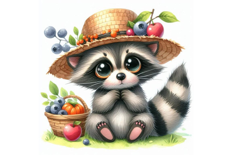 cute-watercolor-cartoon-raccoon