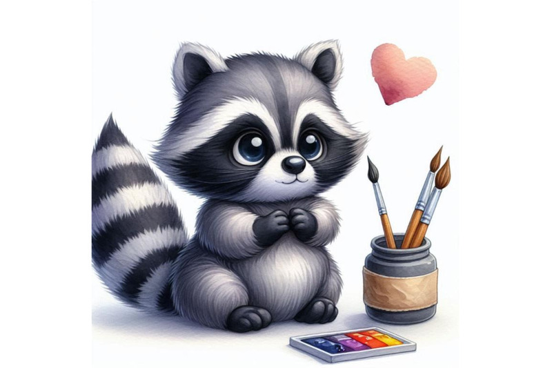 cute-watercolor-cartoon-raccoon