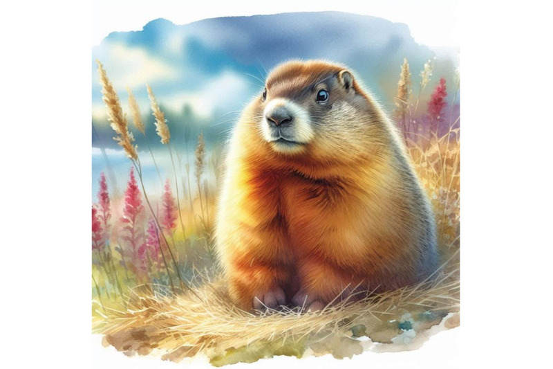 marmot-watercolor-groundhog-day