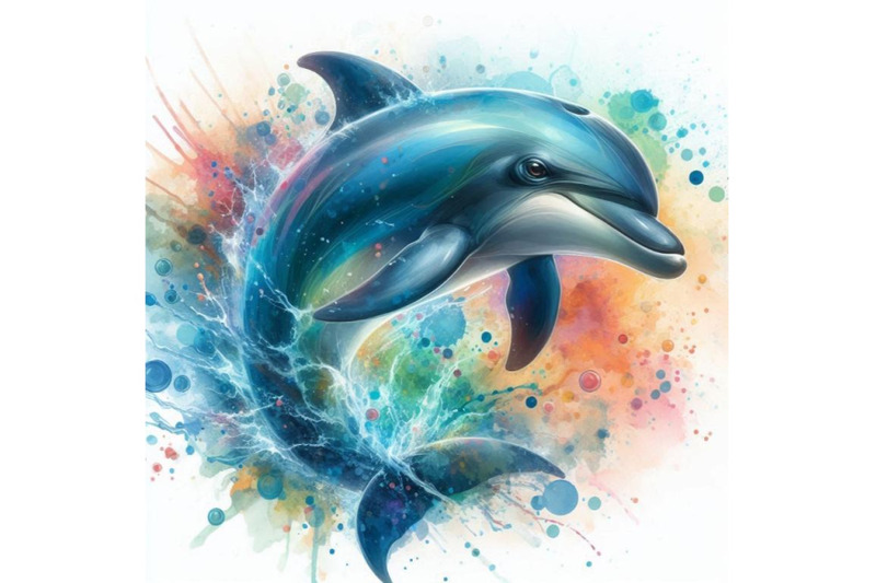 dolphin-illustration-with-splash-watercolor-textured-backgro