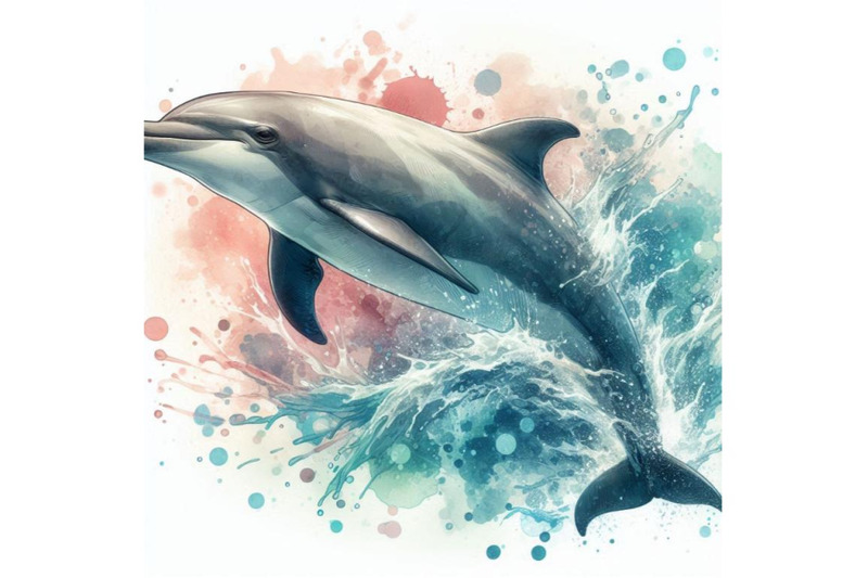 dolphin-illustration-with-splash-watercolor-textured-backgro