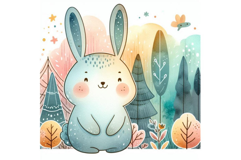 cute-watercolor-rabbit-cartoon-fore