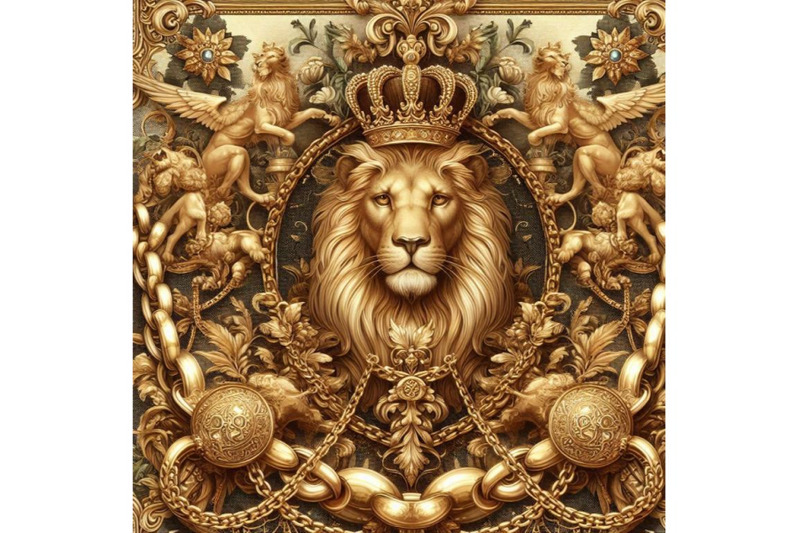 gold-chains-seamless-border-luxury-illustration-golden-lion