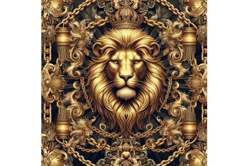 gold-chains-seamless-border-luxury-illustration-golden-lion