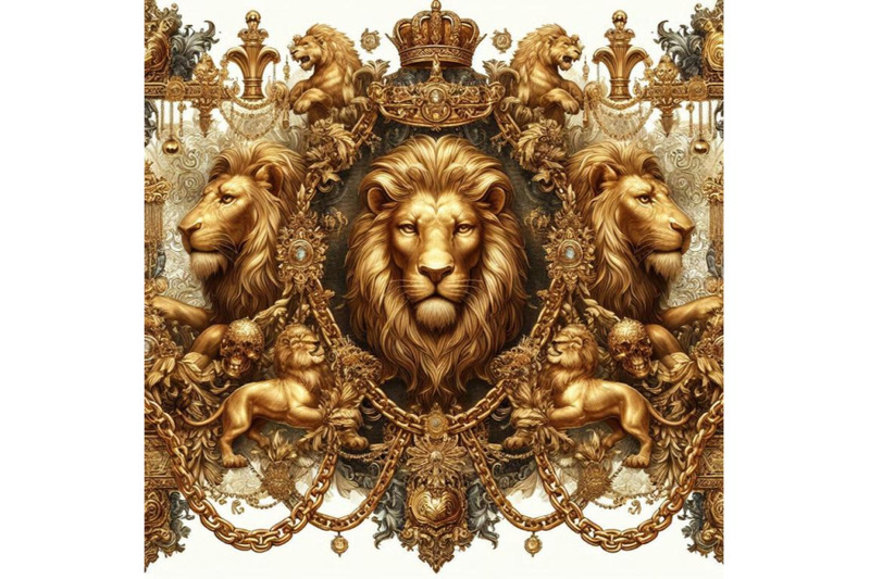 gold-chains-seamless-border-luxury-illustration-golden-lion