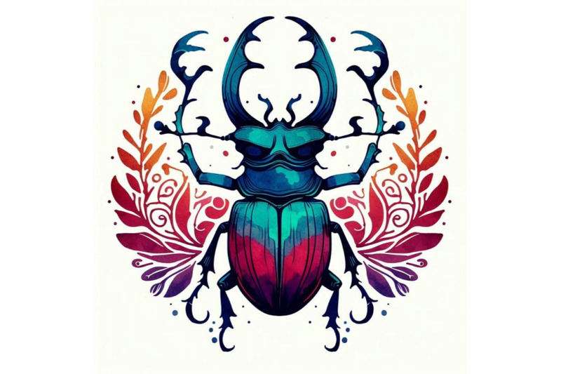 cartoon-insect-stag-beetle-watercol