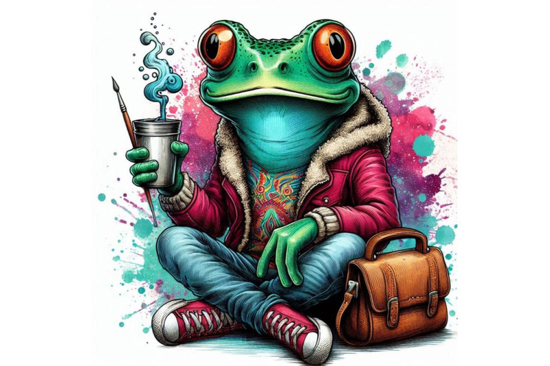 funny-frog-t-shirt-graphics-frog-illustration-with-splash-wat