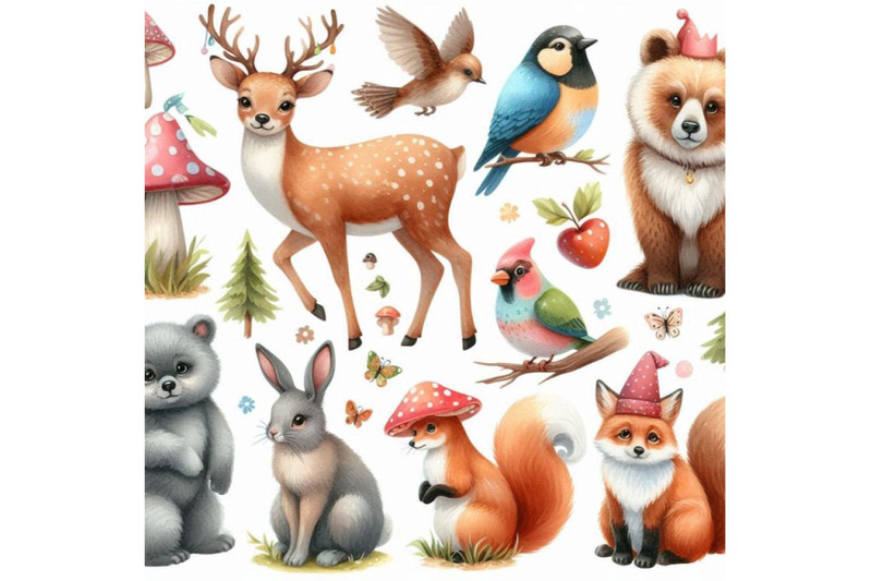 watercolor-forest-animals-set