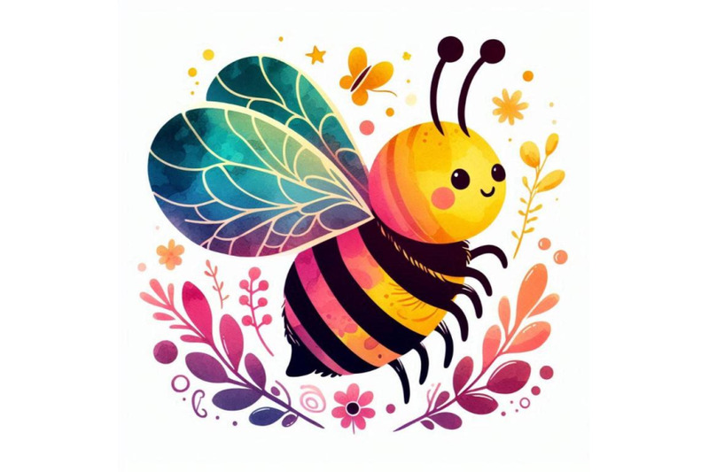 cartoon-insect-bumblebee-watercol