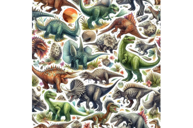 dinosaurs-watercolor-seamless-pattern-hand-drawn-illustra