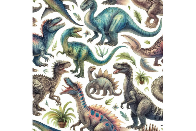 dinosaurs-watercolor-seamless-pattern-hand-drawn-illustra