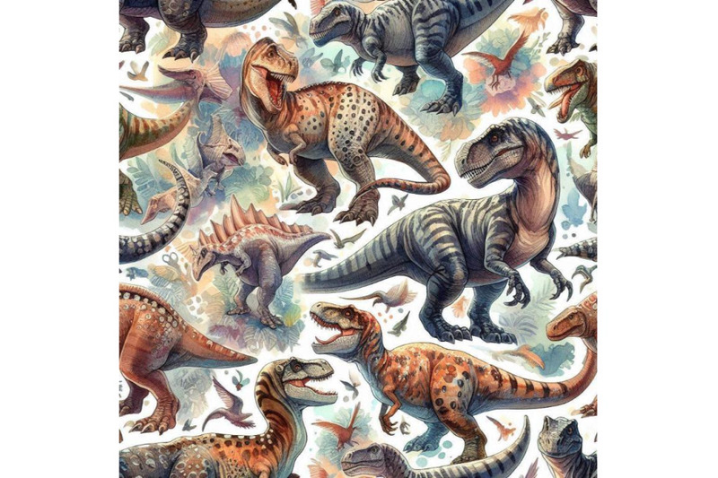 dinosaurs-watercolor-seamless-pattern-hand-drawn-illustra