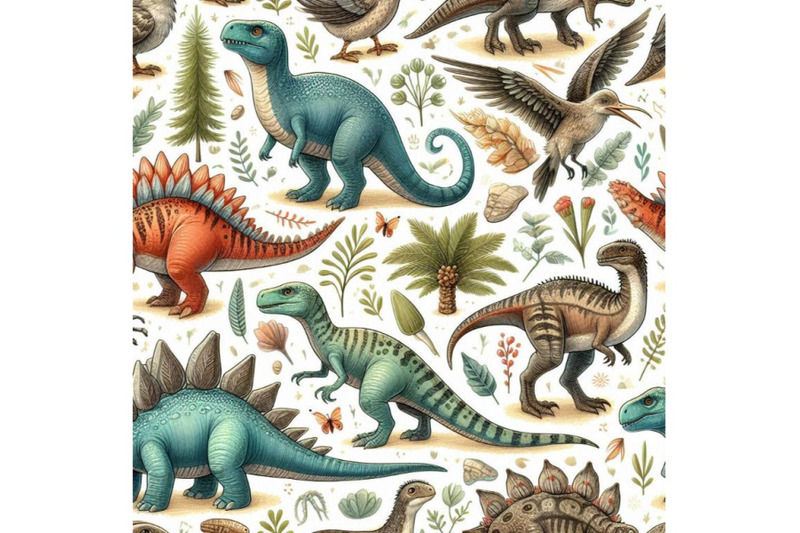 dinosaurs-seamless-pattern-hand-drawn-watercolor-illustra