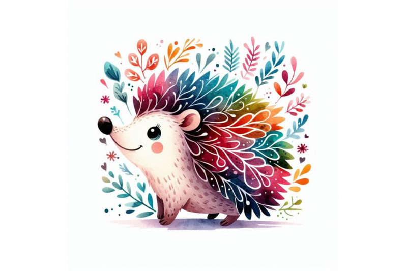 cute-watercolor-cartoon-hedgehog